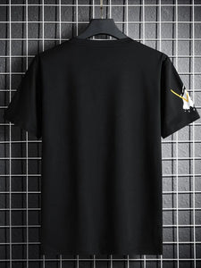 Mens Sticker Printed T-Shirt - LTMPRT7 - Black