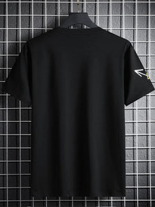 Mens Sticker Printed T-Shirt - LTMPRT9 - Black