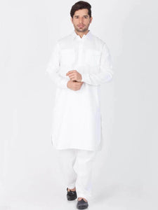 Mens Stitched 2 Piece Kameez and Shalwar Set MSKS9 - White
