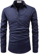 Mens Stitched Button Detail Kurta MSKO105 - Navy Blue