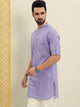 Mens Stitched Button Pocket Detail Kurta MSKO102 - Purple