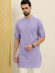 Mens Stitched Button Pocket Detail Kurta MSKO102 - Purple