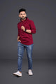 Mens Stitched Hooded Detail Kurta MSKO104 - Maroon