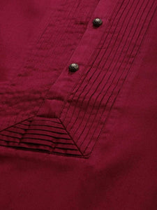 Mens Stitched Pintuck Detail Kurta MSKO23 - Maroon
