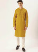 Mens Stitched Pintuck Detail Kurta MSKO23 - Yellow