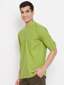 Mens Stitched Pocket Detail Kurta MSKO85 - Green