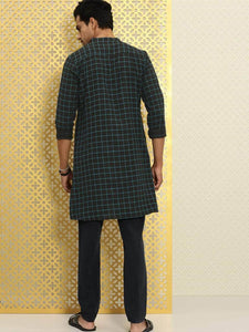 Mens Stitched Print Detail Kurta MSKO84