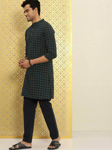 Mens Stitched Print Detail Kurta MSKO84