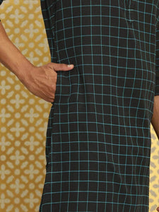 Mens Stitched Print Detail Kurta MSKO84