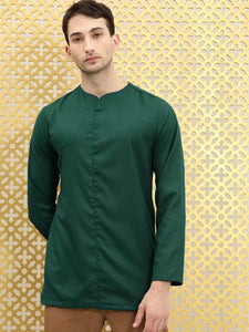 Mens Stitched Stitch Detail Kurta MSKO82 - Green