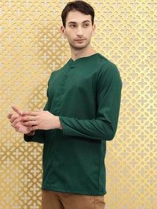 Mens Stitched Stitch Detail Kurta MSKO82 - Green