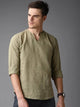 Mens Stitched V Neck Detail Short Kurta MSKO18 - Light Green