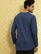 Mens V Neck Detail Kurta MSKO67 - Navy Blue