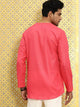 Mens V Neck Detail Kurta MSKO67 - Pink