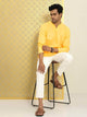 Mens V Neck Detail Kurta MSKO67 - Yellow